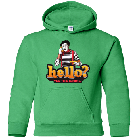“Hello? Yes, this is Mime.” Kids Pullover Hoodie